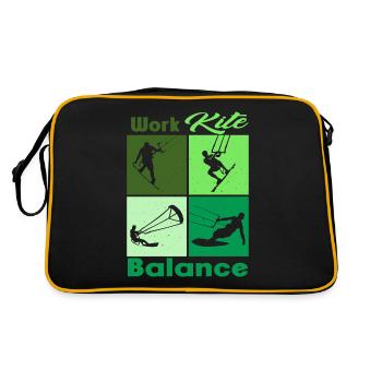 Work Kite Balance. Lifestyle Vintage Design, Work - Retro Tasche - Schwarz/Gold - Hinten