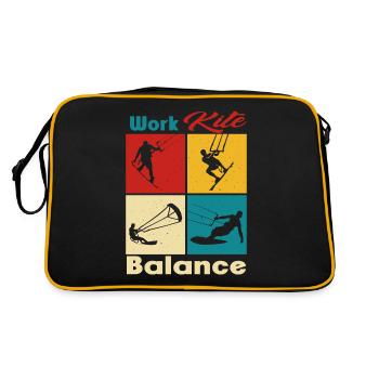 Work Kite Balance. Lifestyle Vintage Design, Work - Retro Tasche - Schwarz/Gold - Hinten