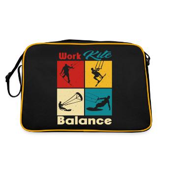 Work Kite Balance. Lifestyle Vintage Design, Work - Retro Tasche - Schwarz/Gold - Hinten