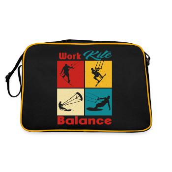 Work Kite Balance. Lifestyle Vintage Design, Work - Retro Tasche - Schwarz/Gold - Hinten