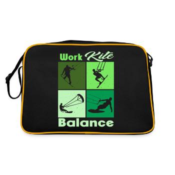 Work Kite Balance. Lifestyle Vintage Design, Work - Retro Tasche - Schwarz/Gold - Hinten