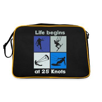 Life begins at 25 Knots, Lifestyle Vintage Design - Retro Tasche - Schwarz/Gold - Hinten