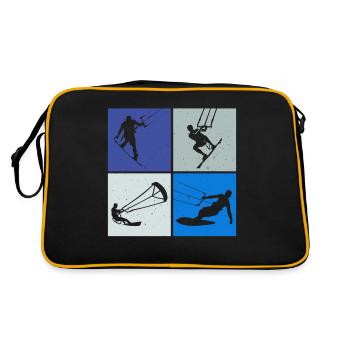 Kite Surfing, Kite Board, Lifestyle Vintage Design - Retro Tasche - Schwarz/Gold - Hinten