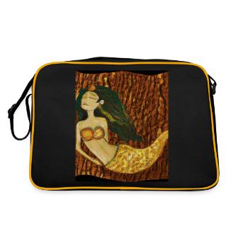 Portrait de sirène Gustav Klimt Style - Sac Retro - noir/or - Dos
