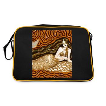 Portrait de sirène Gustav Klimt Style - Sac Retro - noir/or - Dos