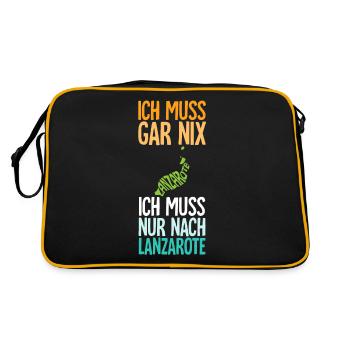 Ich Muss Gar Nix Ich Muss Nur Nach Lanzarote - Retro Tasche - Schwarz/Gold - Hinten