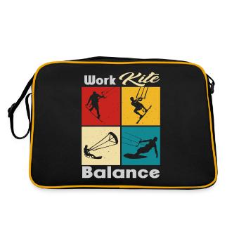 Work Kite Balance. Lifestyle Vintage Design, Work - Retro Tasche - Schwarz/Gold - Hinten