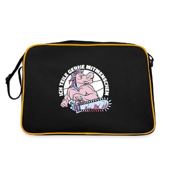 Ich teile gerne Mitmenschen Beruflich Einhorn mit - Retro Tasche - Schwarz/Gold - Hinten