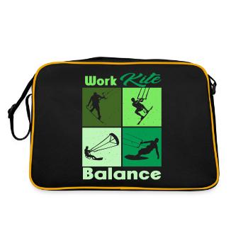 Work Kite Balance. Lifestyle Vintage Design, Work - Retro Tasche - Schwarz/Gold - Hinten