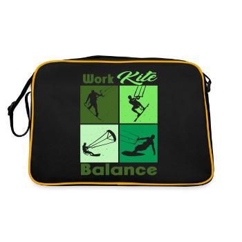 Work Kite Balance. Lifestyle Vintage Design, Work - Retro Tasche - Schwarz/Gold - Hinten