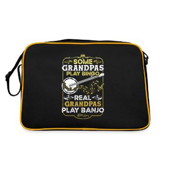Banjo Grandpa Musician Guitar Bluegrass Banjo - Retro Bag - black/gold - Back