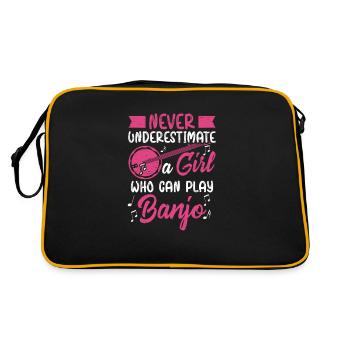 Girl, The Banjo musician guitar bluegrass - Retro Bag - black/gold - Back