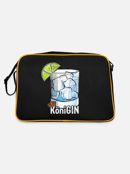 KöniGIN - Geschenk für Gin Liebhaberin Verkostunge - Retro Tasche - Schwarz/Gold - Hinten