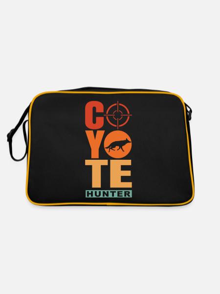 Coyote Hunting Coyote Jagen Geschenk - Retro Tasche - Schwarz/Gold - Hinten