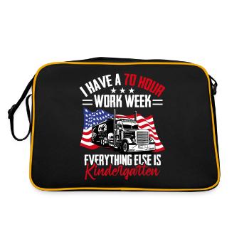 70 hours working week Patriotic Trucker - Retro Bag - black/gold - Back