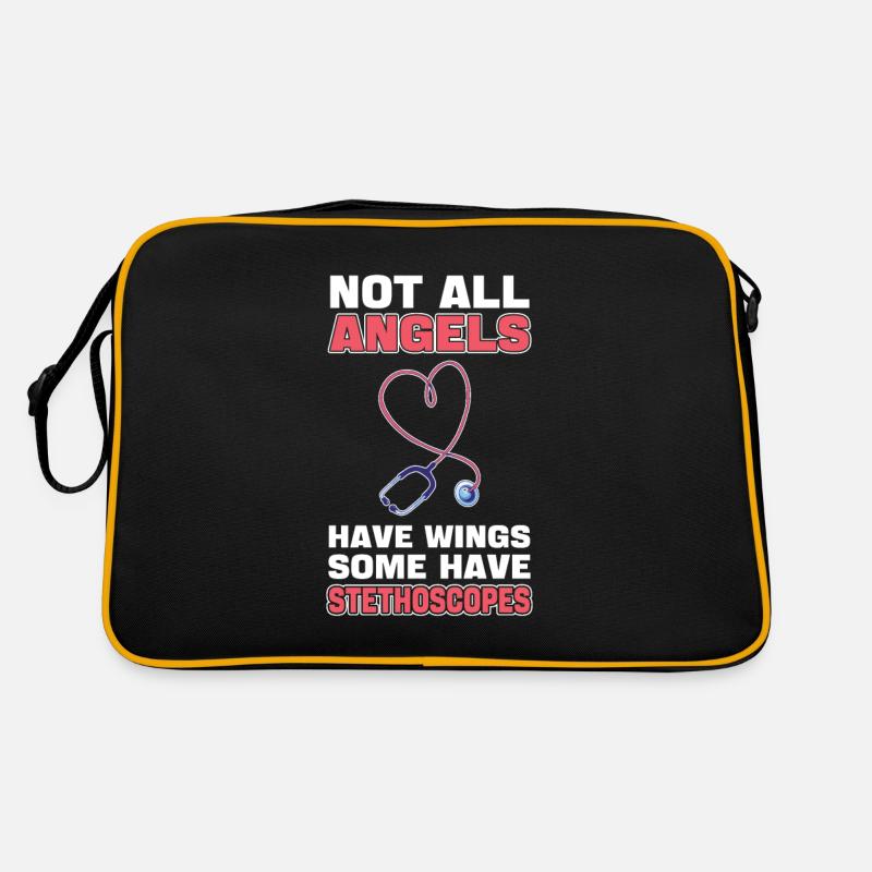 Not All Angels Have Wings Some Have Stethoscopes - Retro Tasche - Schwarz/Gold