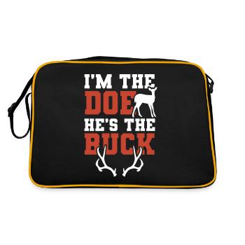 Rehbock Valentinstag Liebhaber - Retro Tasche - Schwarz/Gold - Hinten
