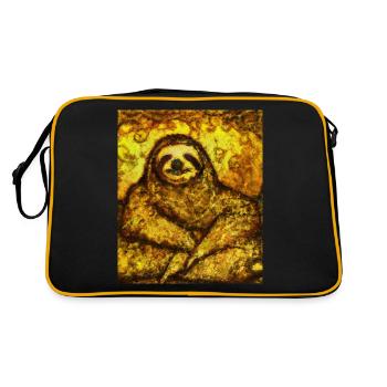 Sloth Portrait Funny Gustav Klimt Style - Retro Bag - black/gold - Back