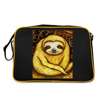 Sloth Portrait Funny Gustav Klimt Style - Retro Bag - black/gold - Back