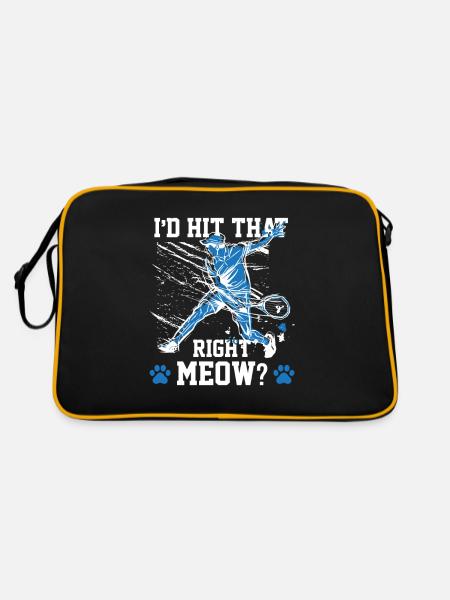 Tennisplatz Kätzchen Haustier Katze - Retro Tasche - Schwarz/Gold - Hinten