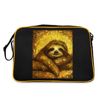 Sloth Portrait Funny Gustav Klimt Style - Retro Bag - black/gold - Back