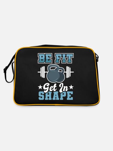 Fitness Muskeln Fitnessstudio Workout - Retro Tasche - Schwarz/Gold - Hinten