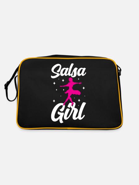 Salsa Mädchen Tanzen Tänzer Tanz Hobby - Retro Tasche - Schwarz/Gold - Hinten
