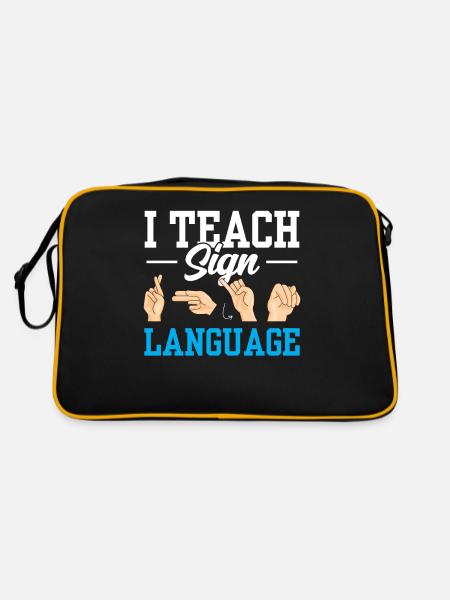 J’enseigne la conscience des signes en langue des signes - Sac Retro - noir/or - Dos