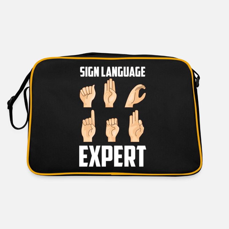 Gebärdensprache Experte Awareness Gebärden Gestik Retro Tasche