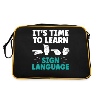 It's time to learn sign language Sign language - Retro Bag - black/gold - Back