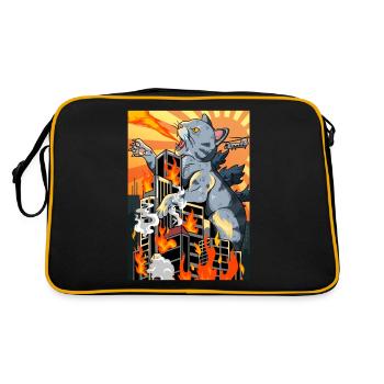 Catzilla Coucher de soleil japonais drôle Japon - Sac Retro - noir/or - Dos