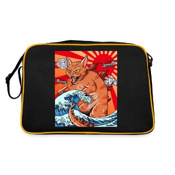 Catzilla Coucher de soleil japonais drôle Japon - Sac Retro - noir/or - Dos