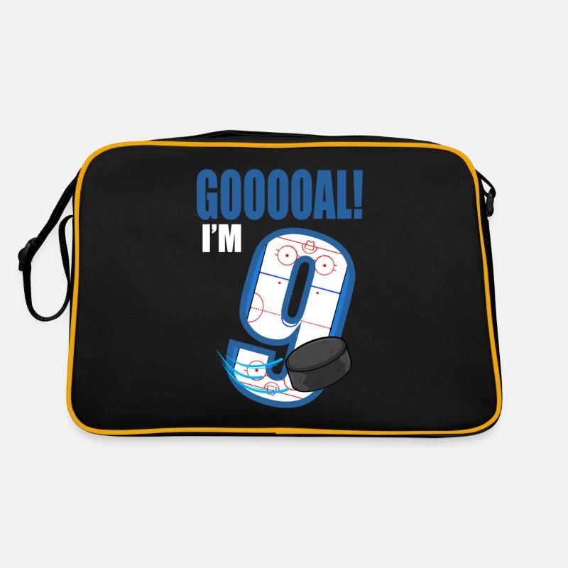 Eishockey Tor Ich bin 9 Eishockeyspieler Geburtstag Retro Tasche
