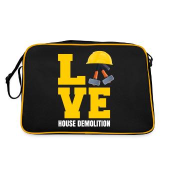 Haus Zerstörung Renovierung Geschenk - Retro Tasche - Schwarz/Gold - Hinten