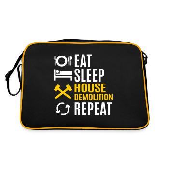 Haus Zerstörung Renovierung Geschenk - Retro Tasche - Schwarz/Gold - Hinten