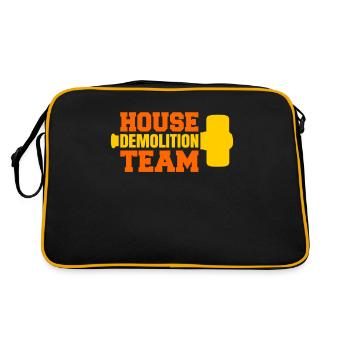Haus Zerstörung Renovierung Geschenk - Retro Tasche - Schwarz/Gold - Hinten