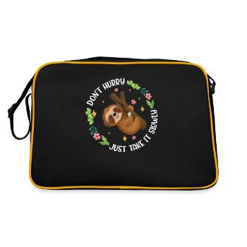 Don't Hurry Funny Sloth Appreciation For A Slow - Retro Bag - black/gold - Back