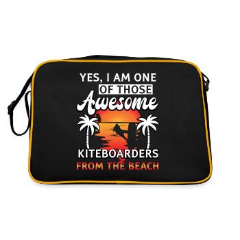 Surfing Beach Kiteboarder Kitesurfer - Retro Bag - black/gold - Back