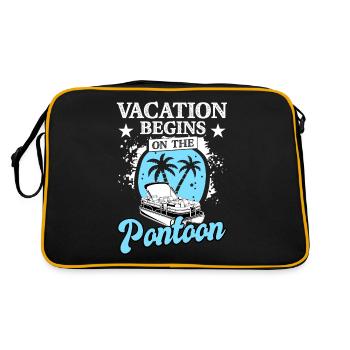 Barge Boating Pontoon Jetty Summer Holiday - Retro Bag - black/gold - Back