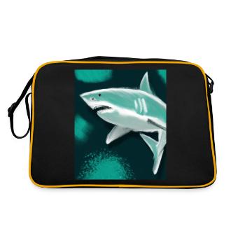 Weißer Hai Vincent Van Gogh Style - Retro Tasche - Schwarz/Gold - Hinten