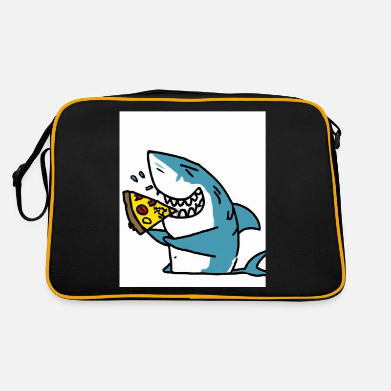 Weißer Hai Haifisch Isst Pizza Retro Tasche