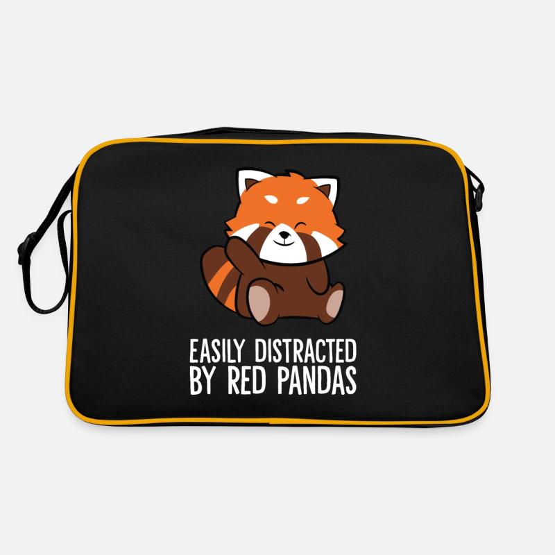 Roter Panda Liebe leicht abgelenkt durch Rote Retro Tasche