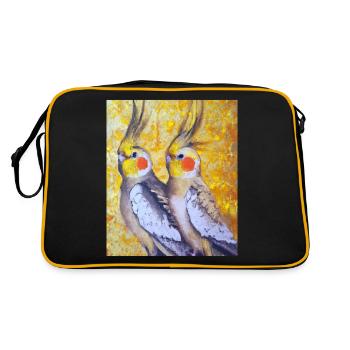 Cockatiel Couple Gustav Klimt Style - Sac Retro - noir/or - Dos
