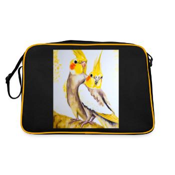 Cockatiel Couple Gustav Klimt Style - Sac Retro - noir/or - Dos