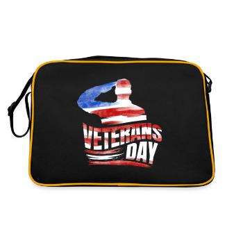 Salute For Our Troops US Flag 4th Of July - Retro Bag - black/gold - Back