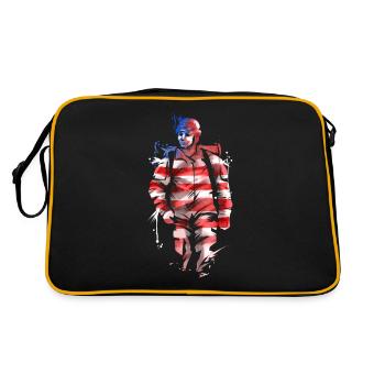 US Soldier In Us Flag Colours 4th Of July - Retro Tasche - Schwarz/Gold - Hinten