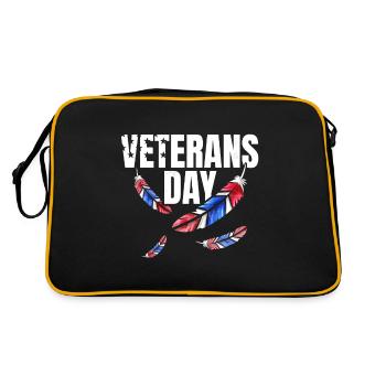 Red Blue And White Feathers For Veterans Day - Retro Tasche - Schwarz/Gold - Hinten