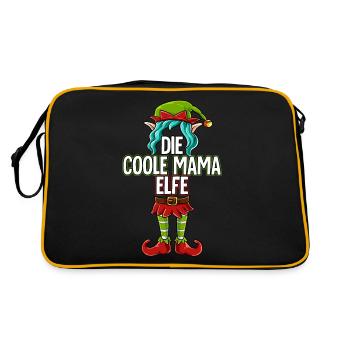 Coole Mama Elfe Partnerlook Weihnachten - Retro Tasche - Schwarz/Gold - Hinten