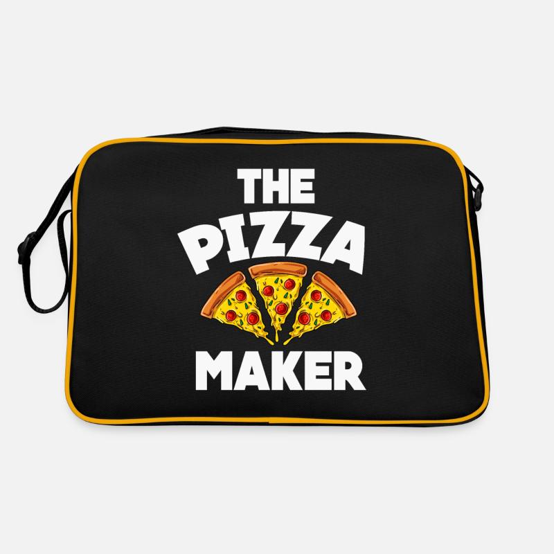 Pizza - Retro Tasche - Schwarz/Gold