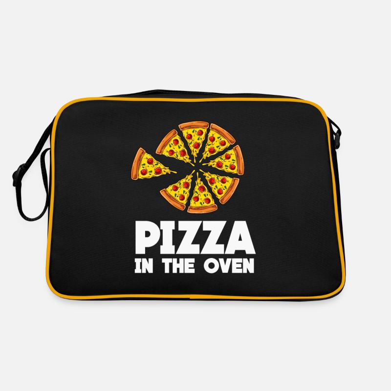 Pizza - Retro Tasche - Schwarz/Gold